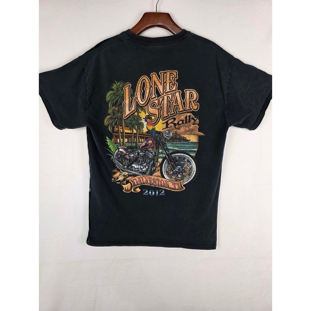 Vintage 2012 Lone Star Rally‎ Galveston TX Motorcycle T-Shirt Mens Medium Black